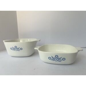 Vintage Corning Ware Blue‎ Cornflower P-1-B 1 Qt & P-1 3/4-B 1 3/4  Qt No Lids